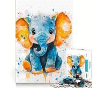 Puzzle da 1000 pezzi con elefantino ad acquerello,gioco creativo per sviluppare le capacità di gioco,incastro perfetto,nessun pezzo si stacca,attività per rafforzare il legame tra persone care