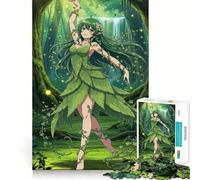 Puzzle da 1000 pezzi con elfo anime in abito di foglie della foresta,gioco di concentrazione mentale,tagli di precisione,bordi lisci,attività rilassante per serate tranquille (38x26cm)