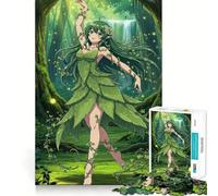 Puzzle da 1000 pezzi con elfo anime in abito di foglie della foresta,ideale per ragazzi,stimola la mente,divertimento,senza spazi vuoti,vestibilità perfetta,piacevole svago per interni (38x52cm)