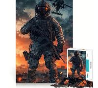 Puzzle da 1000 pezzi con elicottero e zona di combattimento per ragazzi, ideale per ricordare, migliorare, calmare, rilassare, con dettagli nitidi e rifiniti (38x26cm)