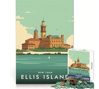 Puzzle da 1000 pezzi con Ellis Island,New York,taglio preciso,gioco intelligente,regalo facile,decorazione per compleanno (50x75cm)