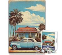 Puzzle da 1000 pezzi con estetica di un'auto d'epoca cubana per adulti, gioca e impara in modo intelligente, sentito per festeggiare, dimensioni 50x75cm