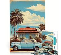 Puzzle da 1000 pezzi con estetica vintage di un'auto cubana,gioco di divertimento mentale con tecnologia di taglio laser avanzata,sfida divertente per i momenti di attesa (38x52cm) per adulti