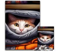 Puzzle da 1000 pezzi con faccia di gatto divertente e simpatico animale, decorazione fai da te, sfida per il cervello, per adulti, famiglia, regalo di festa 26X38cm/10,23x14,96 pollici