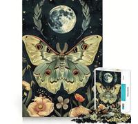 Puzzle da 1000 pezzi con falena celeste sotto la luna piena,taglio netto,arte,concentrazione,gioco di costruzione,relax,divertimento per compleanni (50x75cm)
