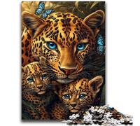 Puzzle da 1000 pezzi con famiglia di leopardi, regalo per adolescenti, sfida difficile antistress, migliora l'amore tra coppie (38x26cm)
