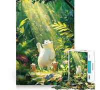 Puzzle da 1000 pezzi con famiglia di orsi in una foresta lussureggiante Gioco di logica e taglio preciso,ideale per rilassarsi Regalo di Natale (38x52cm)