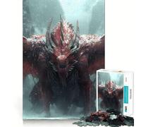 Puzzle da 1000 pezzi con fantastico drago rosso,decorazione pulita e compatta,gioco di abilità mentale,momento di relax,decorazione natalizia da parete (38x26cm)