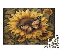 Puzzle da 1000 pezzi con farfalla e girasole, primo piano di una farfalla monarca e un girasole, adatto ad adulti dai 12 anni in su, giochi educativi, decorazione per la casa, regalo, 38x26 cm.