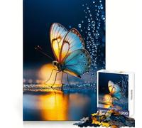 Puzzle da 1000 pezzi con farfalla e gocce d'acqua per adolescenti Stimola il pensiero critico, offre un'esperienza di gioco piacevole e un incastro perfetto Regalo di Natale unico (38x26cm)
