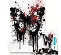 Puzzle da 1000 pezzi con farfalla e pittura a inchiostro,tagli netti,arte logica,gioco di pensiero,relax,regalo di compleanno divertente (50x75cm)