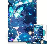 Puzzle da 1000 pezzi con farfalla e ragazza anime,perfetto per un gioco che stimola la mente e favorisce il relax,ideale per decorazioni natalizie da appendere al muro (38x52cm)