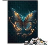 Puzzle da 1000 pezzi con farfalla illuminata in legno, idea regalo unica per la casa fai da te 50x75cm per adolescenti e famiglie, decorazione fai da te perfetta e sfida rompicapo