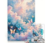 Puzzle da 1000 pezzi con farfalla in volo dai colori pastello decorazione da parete attività divertenti per la casa collezione d'artista belle arti 50x75cm