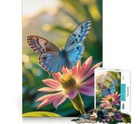 Puzzle da 1000 pezzi con farfalla su fiore rosa,taglio preciso,divertente sfida mentale,gioco per il tempo libero,compleanno,attività artistica (38x26cm)