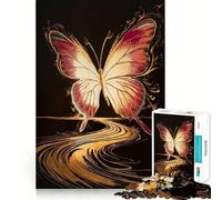 Puzzle da 1000 pezzi con farfalla sul fiume dorato,pezzi ben definiti,gioco per lo sviluppo delle capacità cognitive,divertimento e relax,decorazione natalizia (38x26cm)