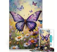 Puzzle da 1000 pezzi con farfalla viola su un campo, ideale per adolescenti, gioco cognitivo e rilassante, con bordo di alta qualità, perfetto per la lista dei desideri di Babbo Natale (38x26cm)