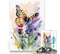 Puzzle da 1000 pezzi con farfalle ad acquerello e bordi lisci,gioco divertente e rilassante,ideale come regalo di compleanno (38x52cm)