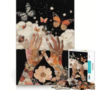 Puzzle da 1000 pezzi con farfalle e mani,taglio preciso,decorazione,logica,pensiero,gioco,calma,regalo di Natale (50x75cm)