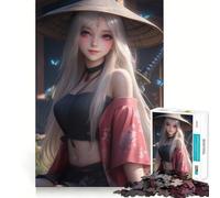 Puzzle da 1000 pezzi con farfalle e ragazza samurai per adolescenti, gioco di logica, rilassante, con bordi trasparenti, regalo elegante (50x75cm)