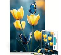 Puzzle da 1000 pezzi con farfalle e tulipani,bordi lisci,gioco divertente e stimolante,ideale per momenti di relax e come regalo di compleanno (38x52cm)