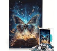 Puzzle da 1000 pezzi con farfalle, libro magico, gioco rompicapo, regalo di compleanno, con pezzi completamente ad incastro di forma casuale, 50x75cm