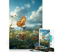 Puzzle da 1000 pezzi con farfalle,prato,riposo,incastro perfetto,gioco artistico,sfida mentale,divertimento per il tempo libero,regalo di compleanno (38x52cm)
