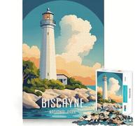 Puzzle da 1000 pezzi con faro del Parco Nazionale di Biscayne,taglio senza soluzione di continuità,gioco di logica,regalo,gioco casual,decorazione natalizia per la casa (38x52cm)