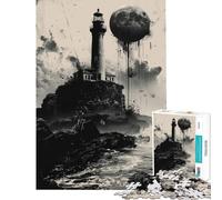 Puzzle da 1000 pezzi con faro e eclissi lunare divertente attività da fare in casa decorazione murale gioco pratico per ragazzi dai 14 anni in su (50x75cm)