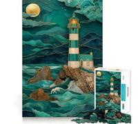 Puzzle da 1000 pezzi con faro e paesaggio marino, ideale per adolescenti, gioco di logica e relax, con taglio di alta qualità e design artistico (38x52cm)