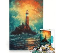 Puzzle da 1000 pezzi con faro sugli scogli gioco rilassante interazione genitore-figlio regalo per amici e familiari 50x75cm