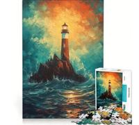 Puzzle da 1000 pezzi con faro sugli scogli gioco rilassante interazione genitore-figlio regalo per amici e familiari 38x52cm