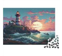 Puzzle da 1000 pezzi con faro sulla costa, divertente per tutta la famiglia, 1000 puzzle per adulti, puzzle da 1000 pezzi (75 x 50 cm)