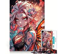 Puzzle da 1000 pezzi con fata anime dalle ali di farfalla,gioco di concentrazione mentale,design a incastro preciso,sfida interattiva per il cervello per la casa (38x52cm)