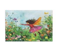 Puzzle da 1000 pezzi con fatina che vola nel giardino fiorito, puzzle per adulti