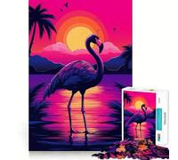 Puzzle da 1000 pezzi con fenicotteri al neon per adolescenti, ideale per rafforzare la memoria, alleviare la tensione, con bordi di qualità, regalo di Natale (38x52cm)