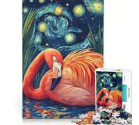 Puzzle da 1000 pezzi con fenicotteri e cielo notturno, gioco rilassante, interazione genitore-figlio, regalo per amici e familiari 38x52cm