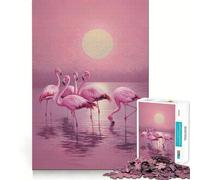 Puzzle da 1000 pezzi con fenicotteri rosa al tramonto per adolescenti, ideale per migliorare la memoria, rilassarsi e divertirsi, con bordi precisi Regalo creativo (38x52cm)