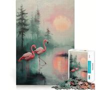 Puzzle da 1000 pezzi con fenicotteri rosa al tramonto per ragazzi, gioco di logica, rilassante, di alta qualità, regalo di Natale (50x75cm)