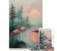 Puzzle da 1000 pezzi con fenicotteri rosa al tramonto per ragazzi, gioco di logica, rilassante, di alta qualità, regalo di Natale (50x75cm)