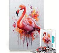 Puzzle da 1000 pezzi con fenicottero rosa ad acquerello per adulti, giocattolo creativo per la casa, ideale per divertirsi, con tagli precisi, regalo di Babbo Natale (38x52cm)