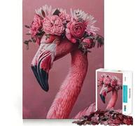 Puzzle da 1000 pezzi con fenicottero rosa e corona di fiori per adulti e ragazzi ideale per stimolare la memoria favorire la calma e favorire la fuga dalla realtà con taglio liscio e un regalo