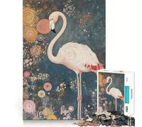 Puzzle da 1000 pezzi con fenicottero rosa e motivo floreale di Gustav Klimt per adolescenti, gioco di logica, passatempo rilassante, taglio di alta qualità, regalo artistico (38x52cm)