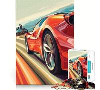 Puzzle da 1000 pezzi con Ferrari rossa in corsa per adolescenti, ideale per rafforzare la memoria e il legame familiare, con bordi precisi e un regalo pensato con cura (38x52cm)