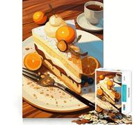 Puzzle da 1000 pezzi con fetta di torta all'arancia e caffè per adulti, gioco di logica, divertente da giocare insieme, design elegante e di alta qualità (38x52cm)