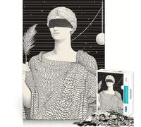 Puzzle da 1000 pezzi con figura bendata e piuma,bordo senza cuciture,gioco di logica,divertimento per il tempo libero,regalo artistico di Natale 38x26cm