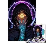 Puzzle da 1000 pezzi con figura incappucciata mistica e simboli luminosi gioco educativo e rompicapo regalo perfetto per uomini e donne (dimensioni 38x26cm)