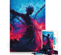 Puzzle da 1000 pezzi con figura incatenata tra le fiamme,gioco di logica e precisione,ideale per momenti di relax e Natale (38x52cm)