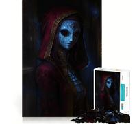 Puzzle da 1000 pezzi con figura misteriosa in cappuccio rosso e maschera da diavolo, ideale per adolescenti Un giocattolo divertente e rilassante, un'opera d'arte da collezione (50x75cm)