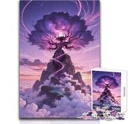 Puzzle da 1000 pezzi con figura mistica sulla cima di una montagna, gioco di apprendimento consapevole e divertente, celebrazioni gioiose, dimensioni 38x52cm